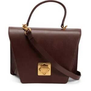 Brand new ARCADIA Made In Italy Leather Asymmetrical Geo Satchel Handbag